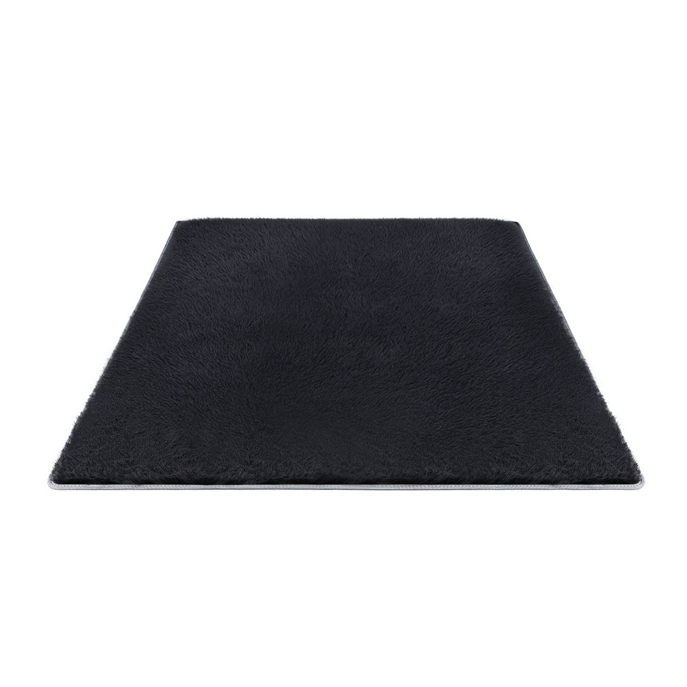 Artiss Floor Rug 140x200cm Plush Area Shaggy Rug Living Room Bedroom Carpet Black