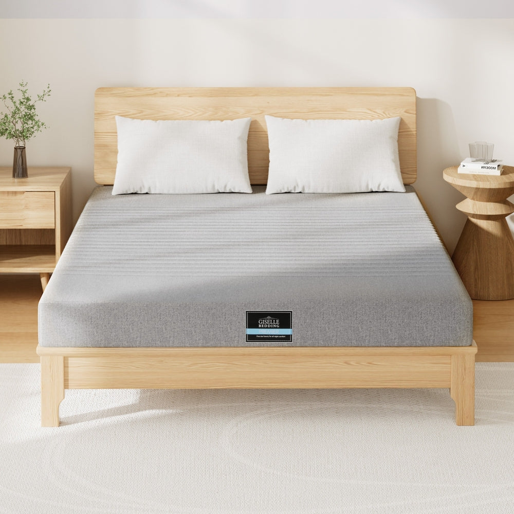 Giselle Bedding Cool Gel Memory Foam Mattress Charcoal 7-Zone Washable Bamboo Cover 15cm Double