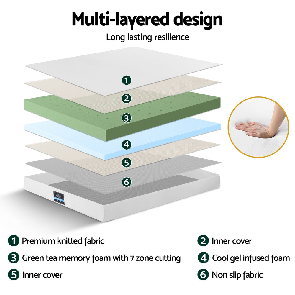 Giselle 20cm Memory Foam Mattress Green Tea King