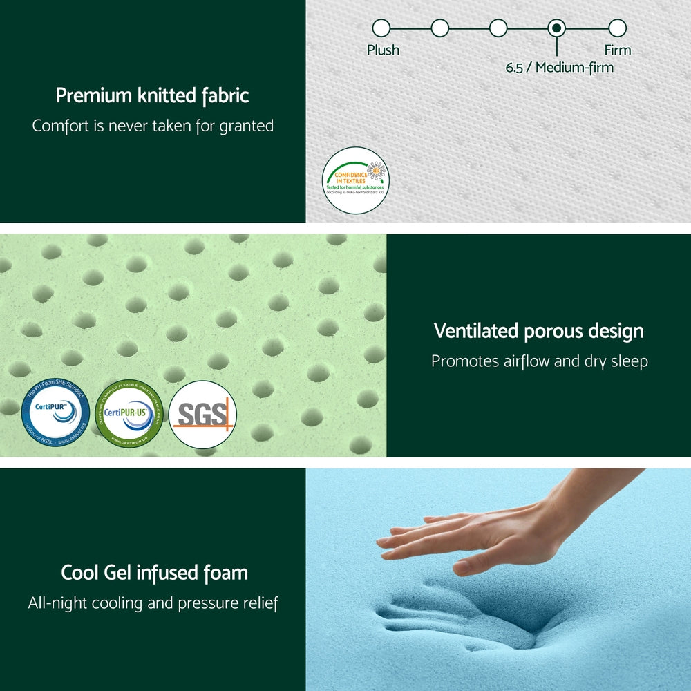 Giselle 20cm Memory Foam Mattress Green Tea Single