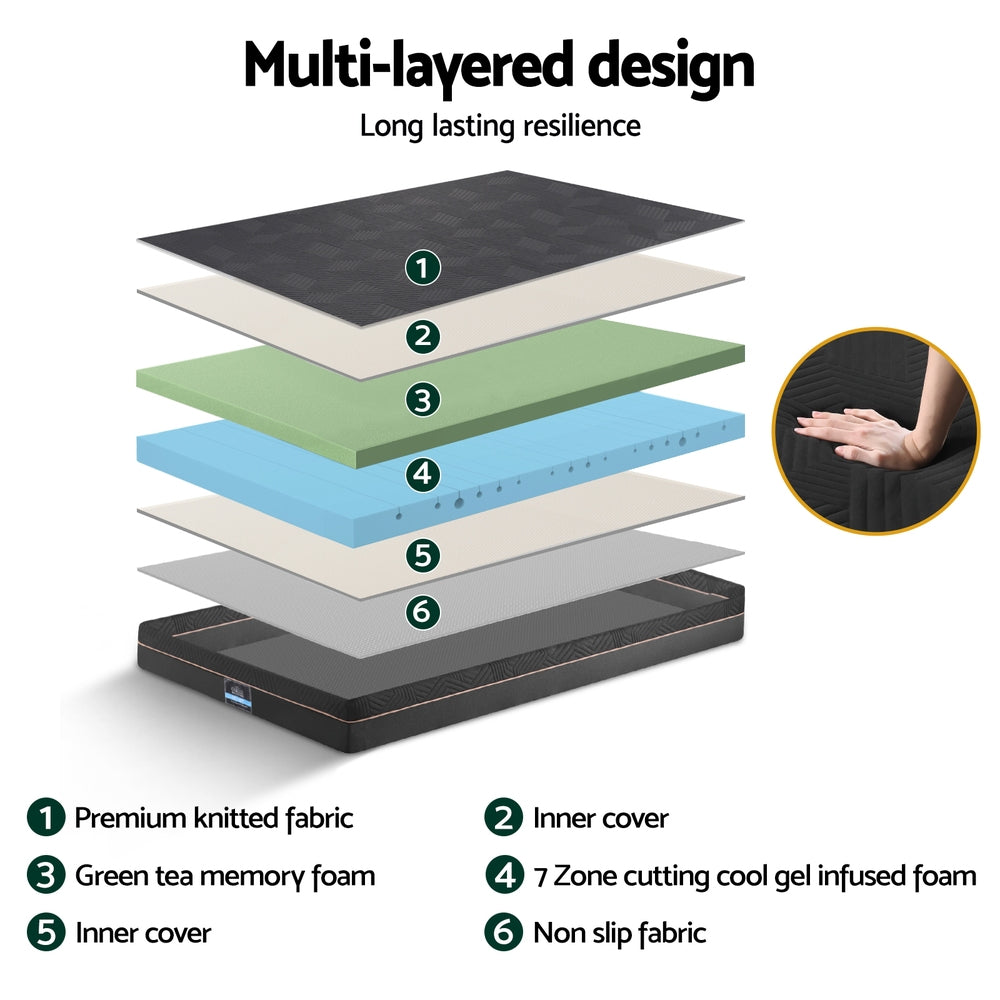 Giselle 18cm Memory Foam Mattress Green Tea Foam Cool Gel Foam Mattresses King Single