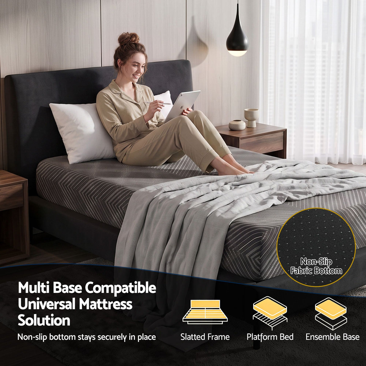Giselle 25cm Single Memory Foam Mattress Gel Infused Foam Removable Cover