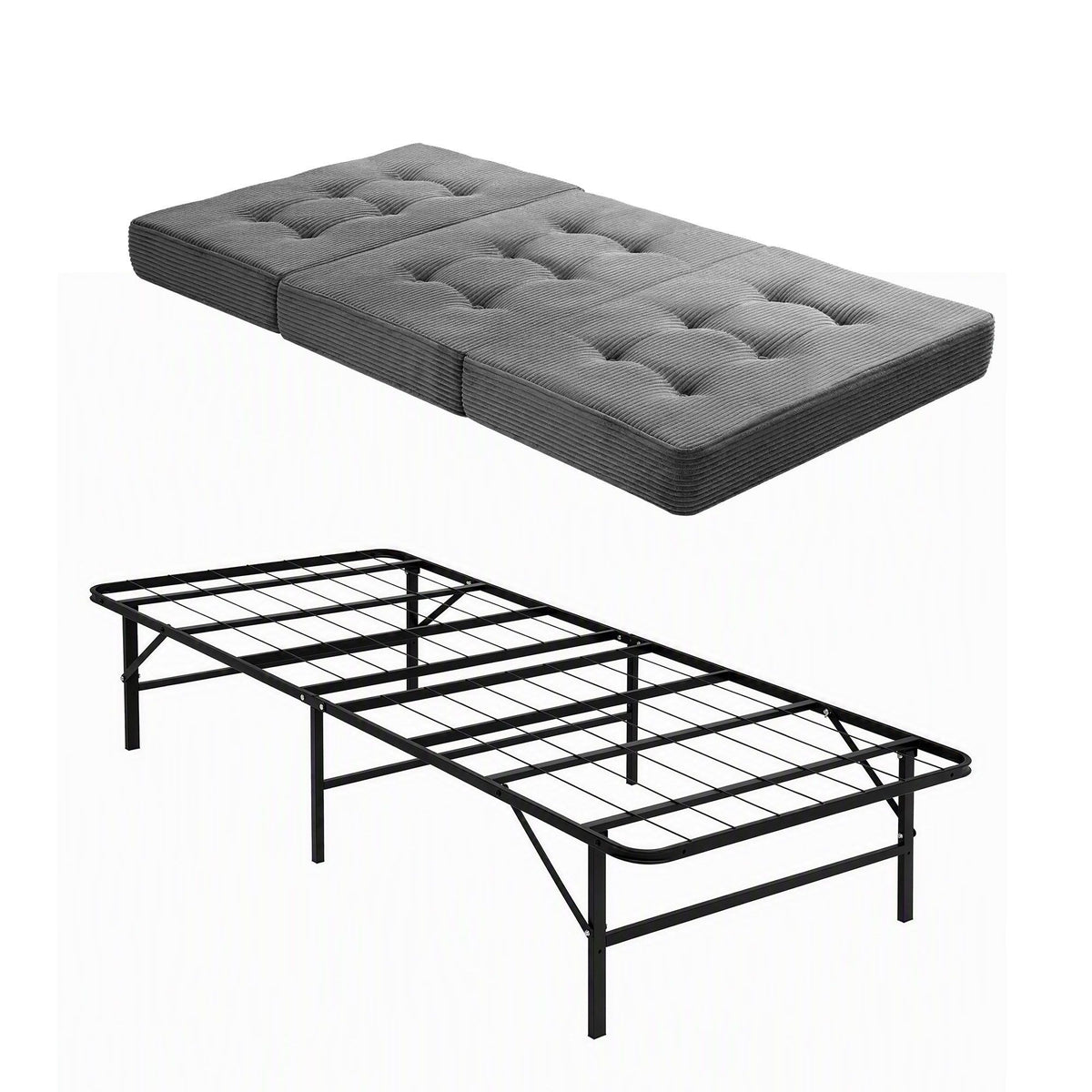 Giselle Single Folding Bed with Mattress Metal Frame Guest Bed 15cm Foam Foldable