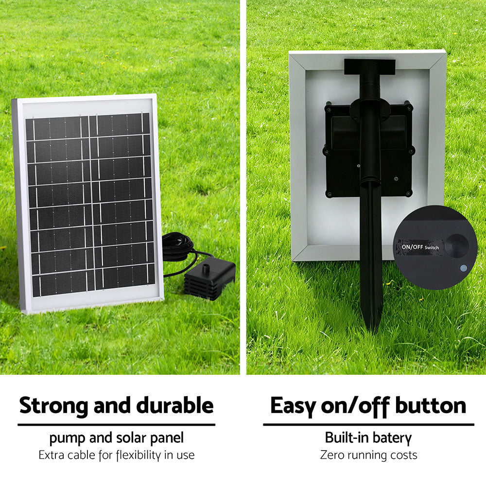 Gardeon Solar Fountain Water Feature Outdoor Fountain Indoor 4-Tier Bowl Cascading Grey