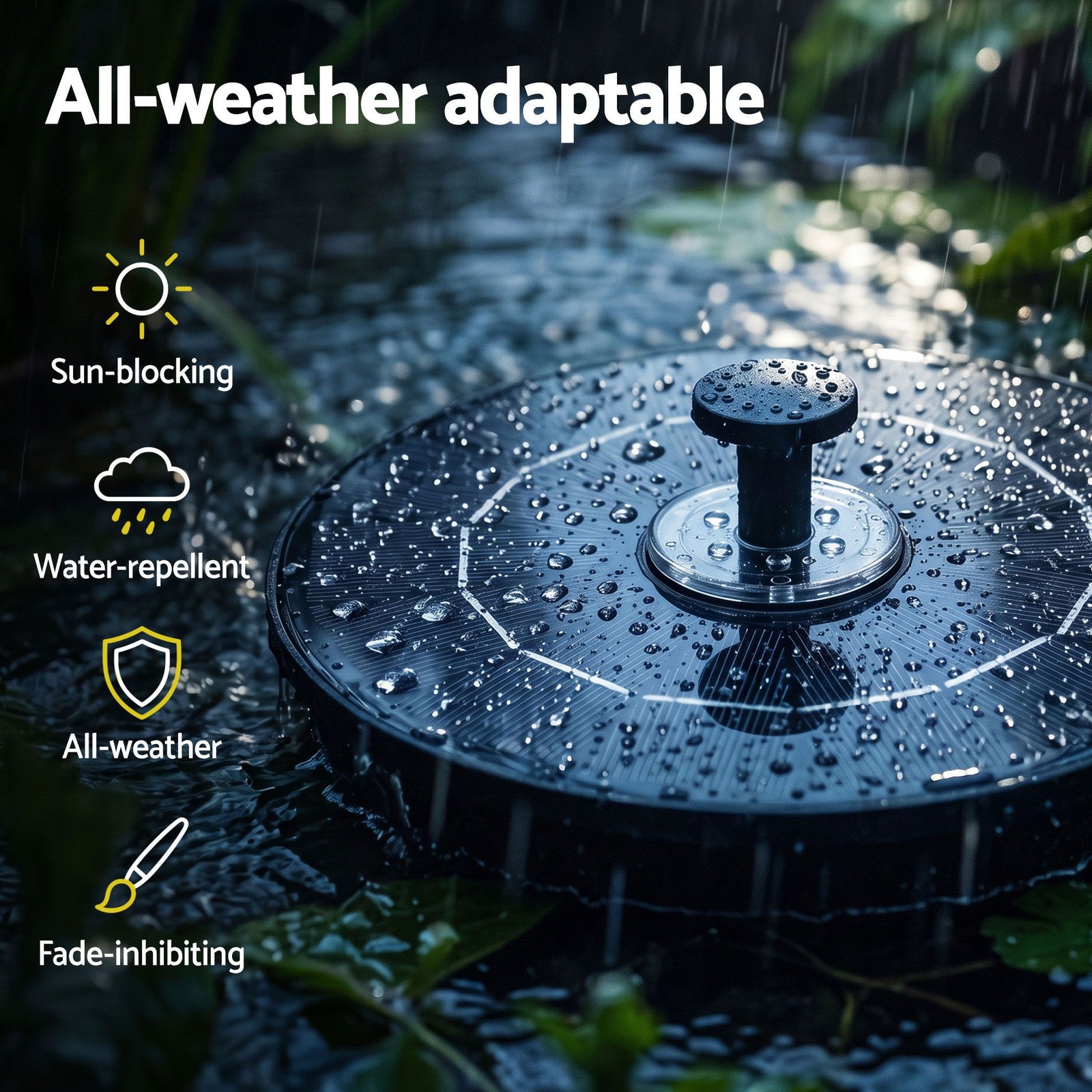 Gardeon Solar Fountain Pump Bird Bath LED Lights 165 L/h Flow 17cm Black