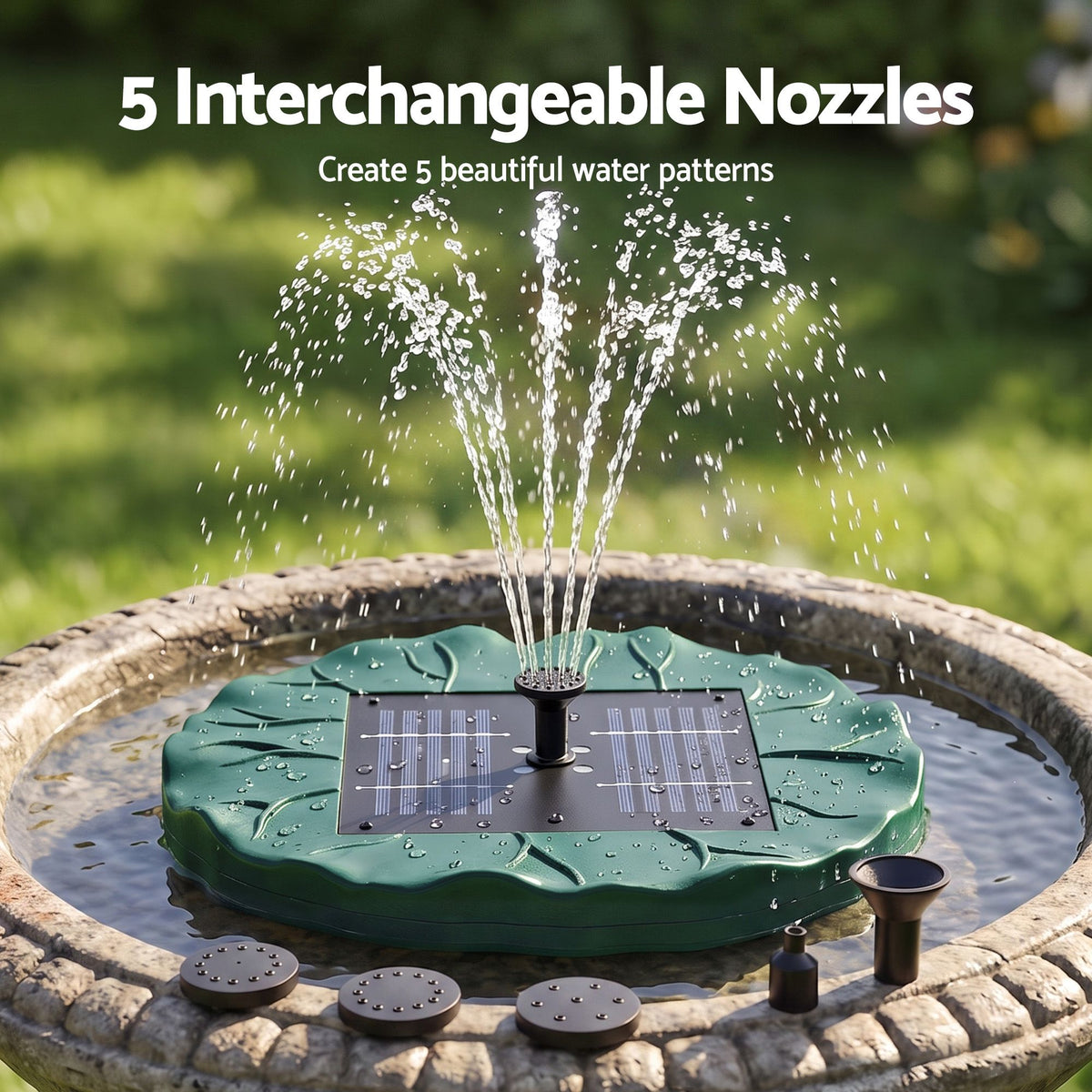 Gardeon Solar Fountain Pumps Bird Bath Floating Lotus Desig Water Feature 31cm