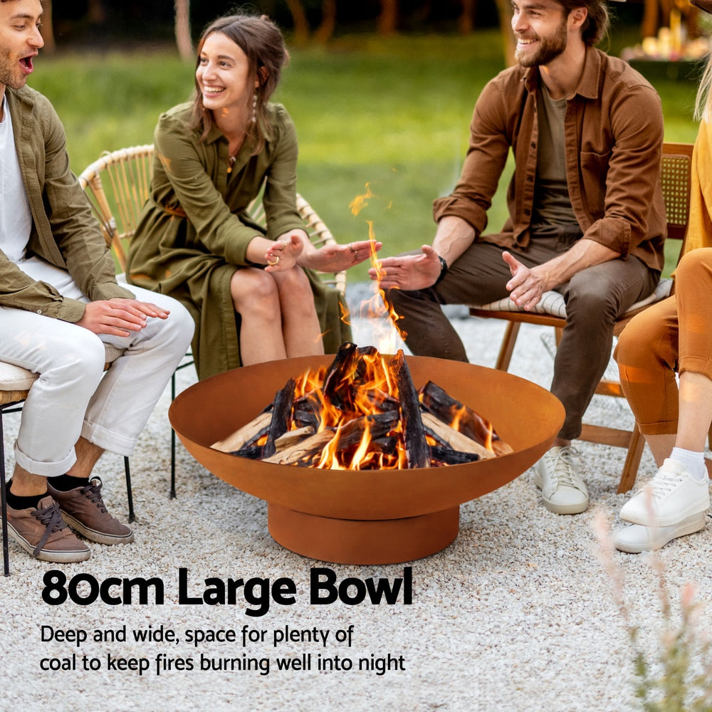Grillz Fire Pit Iron Bowl 80cm Outdoor Patio Fireplace