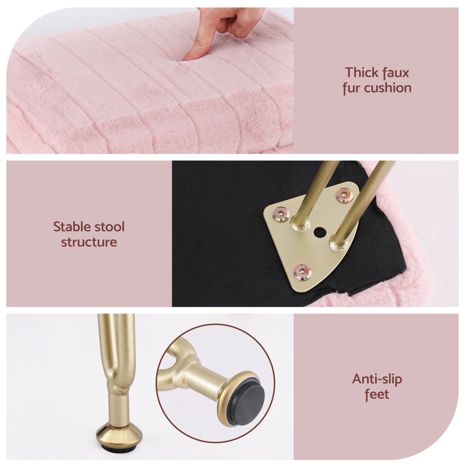 Artiss Storage Ottoman Vanity Foot Stool Pink