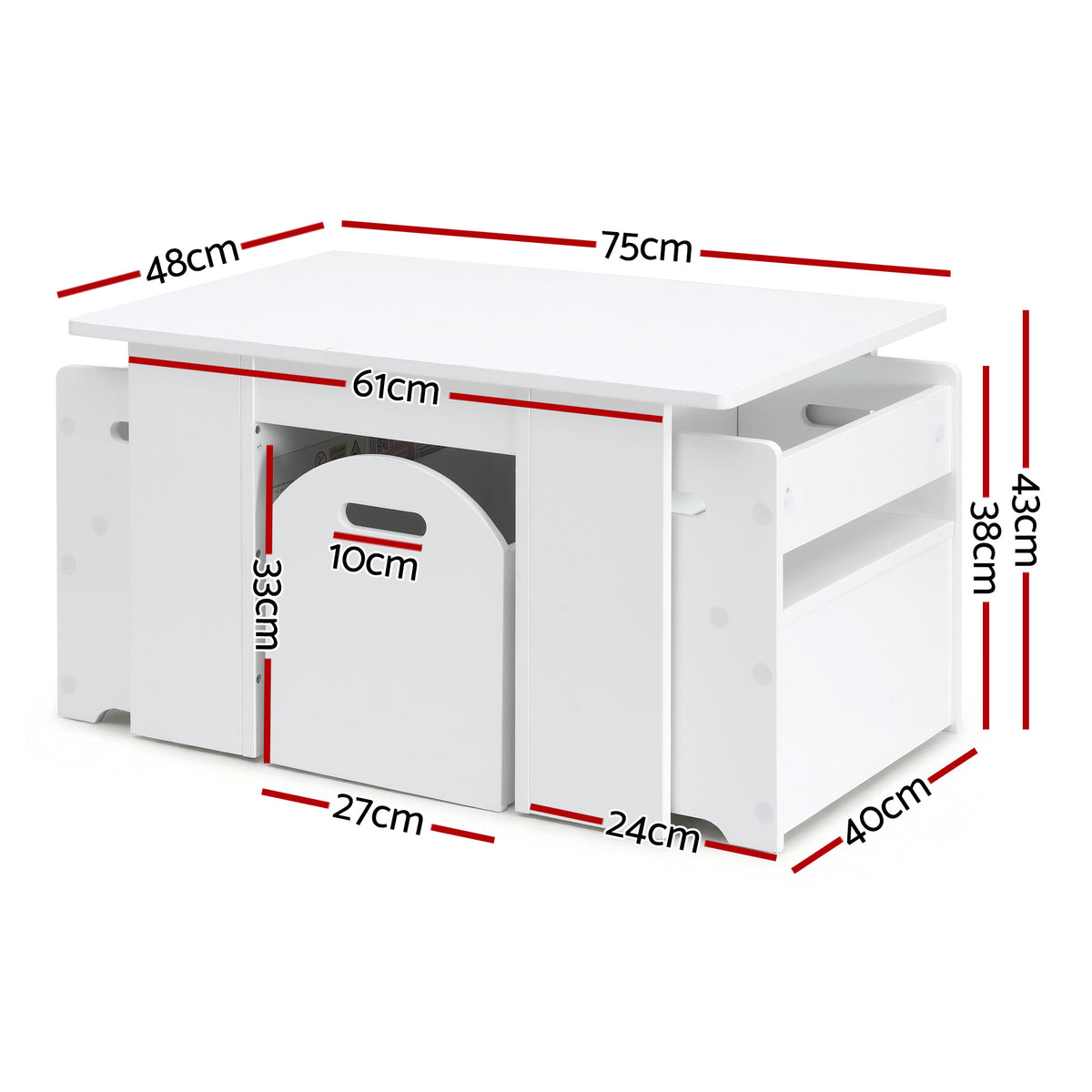 Keezi 3PCS Kids Table and Chairs Set Storage Toys Play Activity Desk