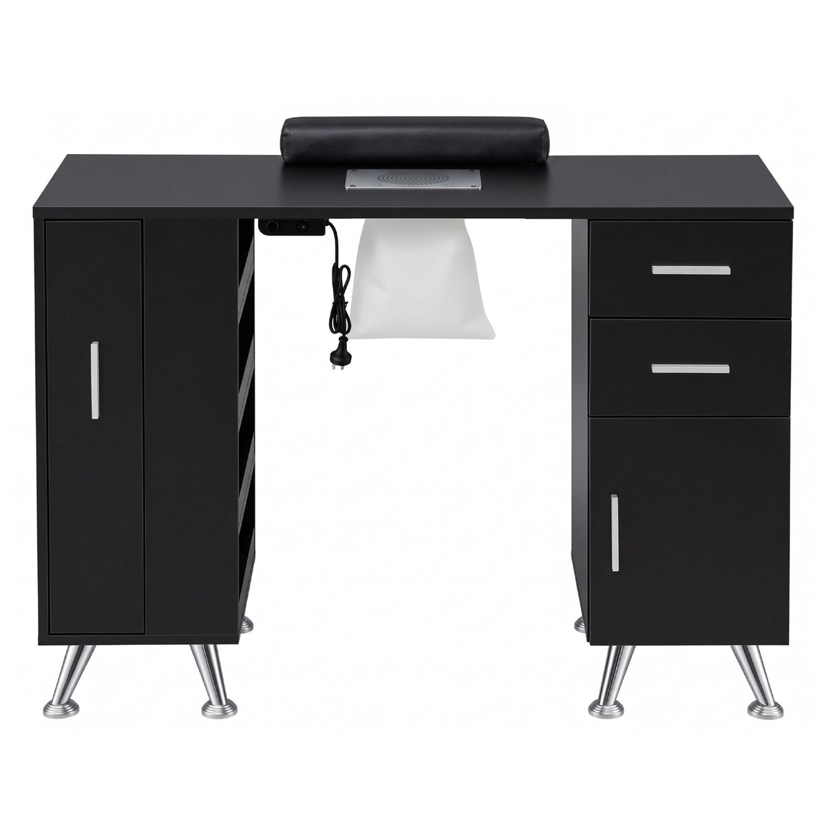 Artiss Manicure Table Nail Desk with Built-in Dust Collector Beauty Salon Station Drawers Shelves Wrist Cushion Black