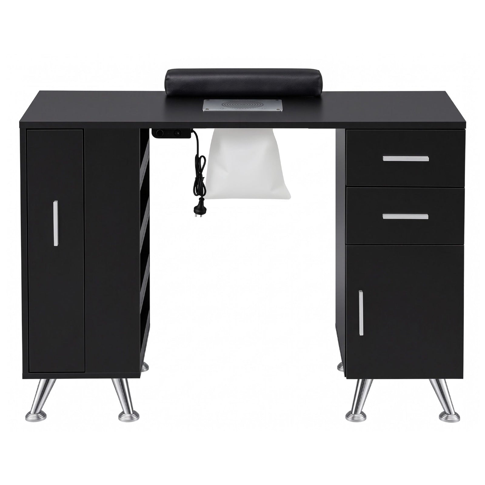 Artiss Manicure Table Nail Desk with Built-in Dust Collector Beauty Salon Station Drawers Shelves Wrist Cushion Black