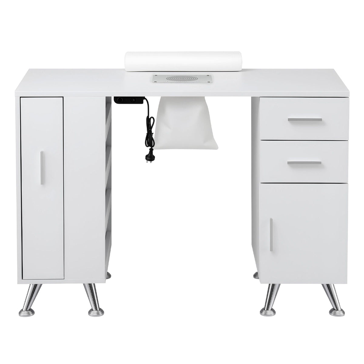 Artiss Manicure Table Nail Desk with Built-in Dust Collector Beauty Salon Station Drawers Shelves Wrist Cushion White