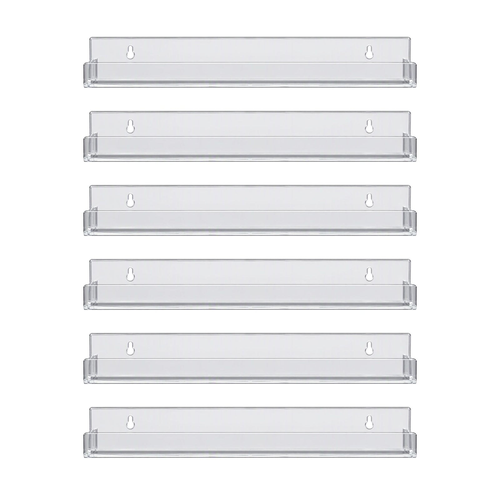 Artiss 6-Pack Acrylic Wall Shelves, Clear Floating Display Shelf with Detachable Panels & Front Lip