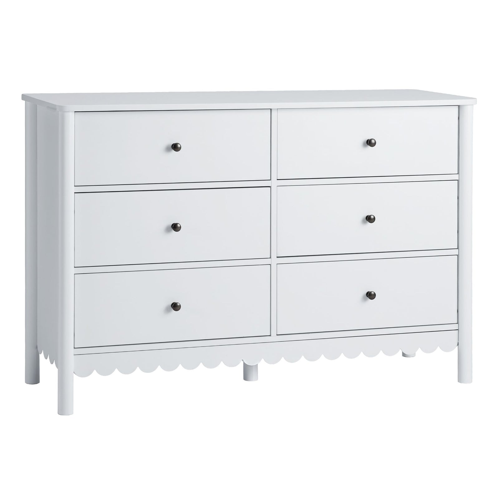 Artiss 6 Chest of Drawers Dresser Lowboy Curved Edge Scalloped White Bedroom