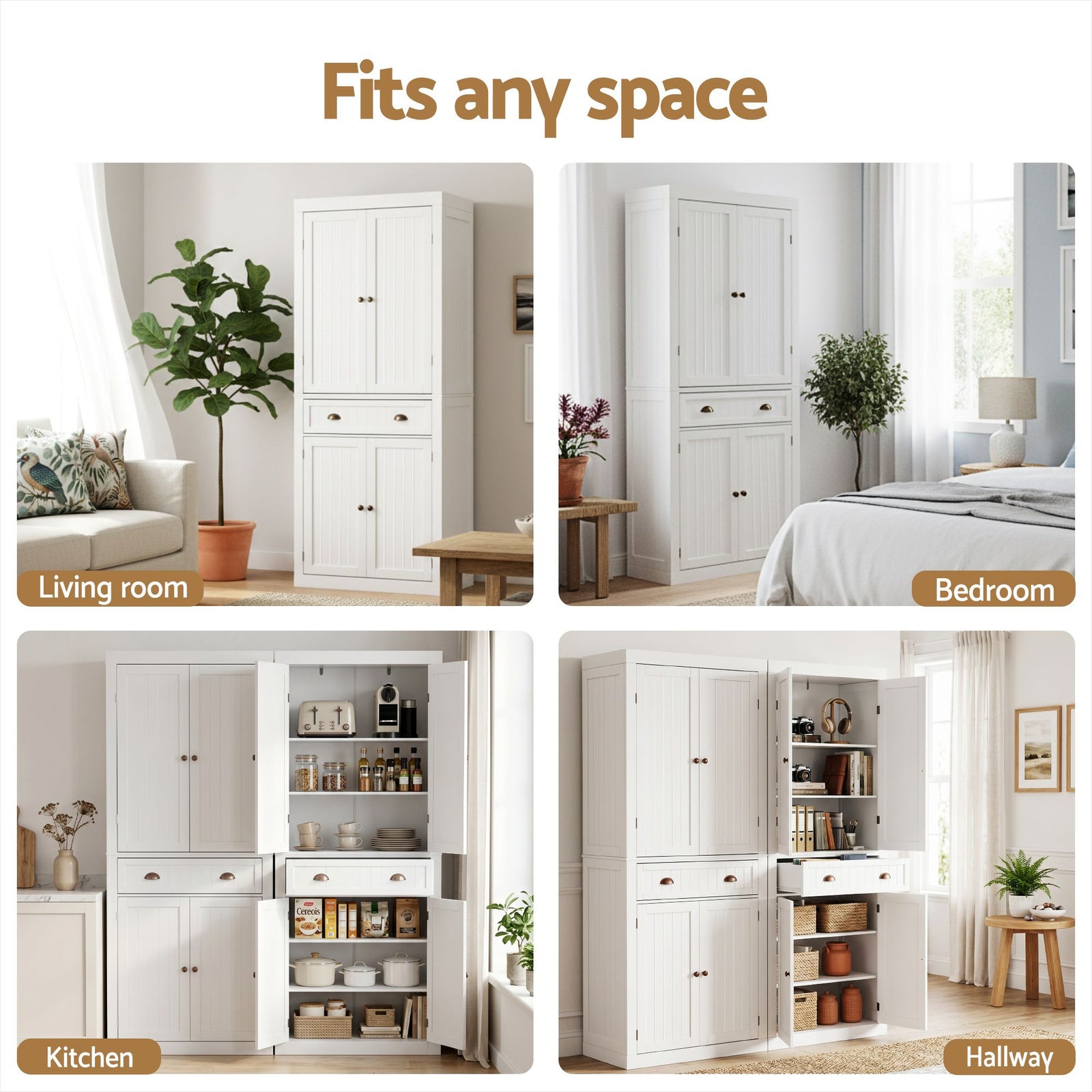 Artiss 2x Buffet Sideboard Cabinet 6-Tier Storage Pantry Cupboard Drawer White
