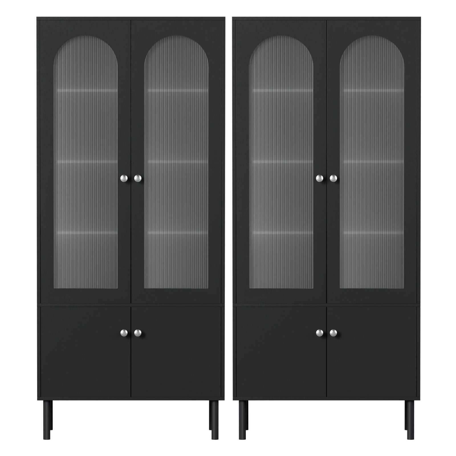 Artiss 2x Buffet Sideboard Cabinet Pantry 5-Tier Storage Cupboard Fluted Black