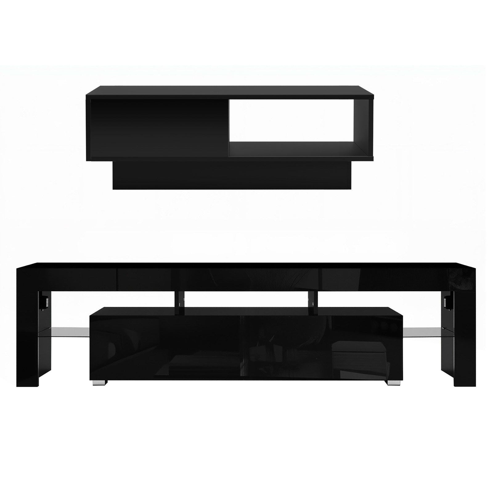 Artiss LED TV Unit & Coffee Table Set Storage Cabinet Black