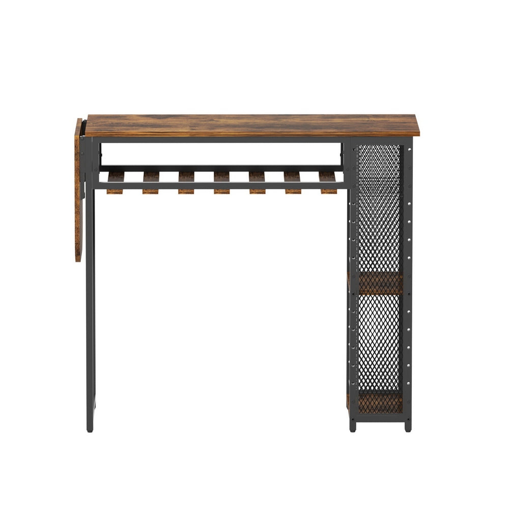 Artiss Industrial Bar Table with Wine Rack Built-in Cup Holder Extendable 140cm