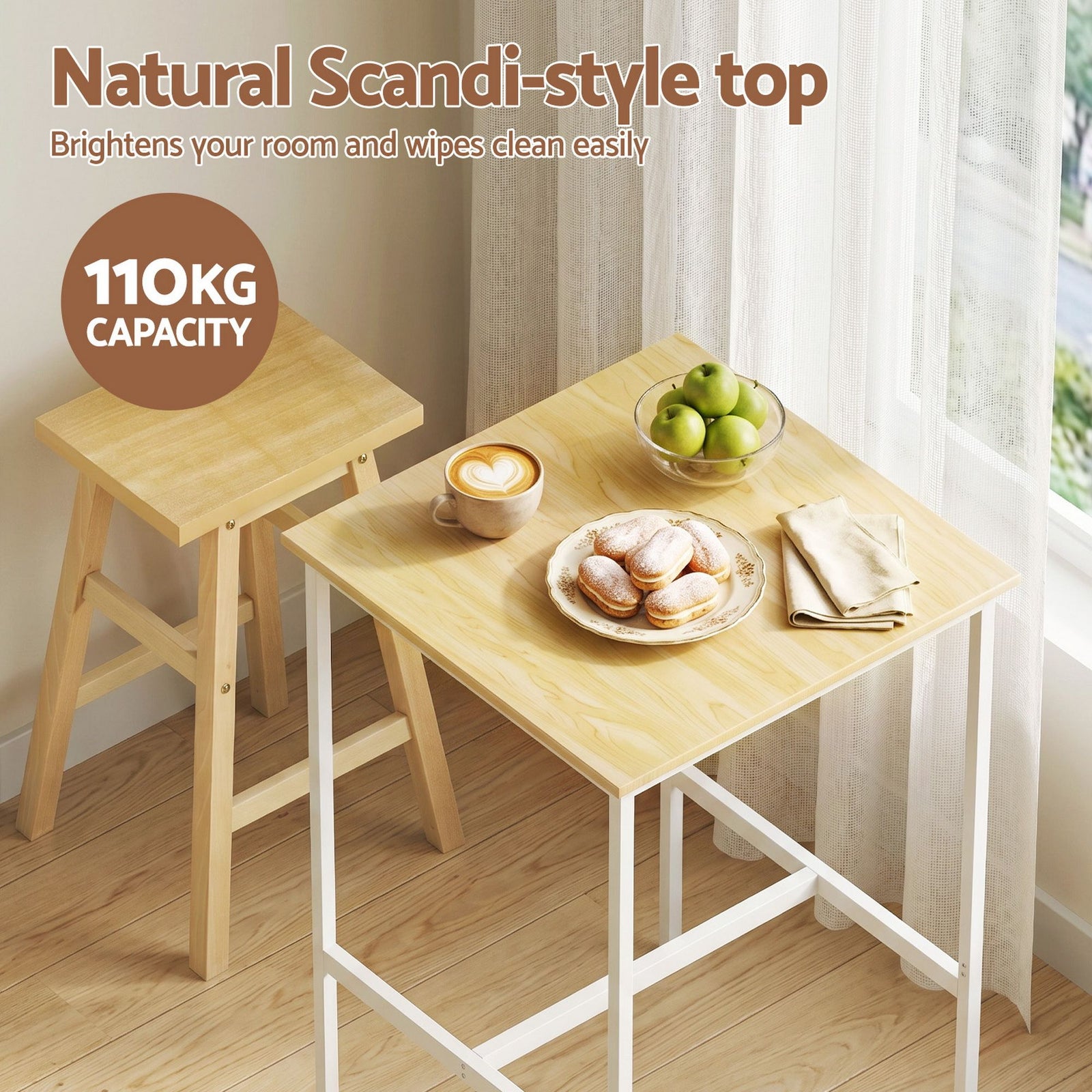 Artiss Bar Table Counter Height Kitchen High Dining Desk Pub 60x92cm Modern Pine