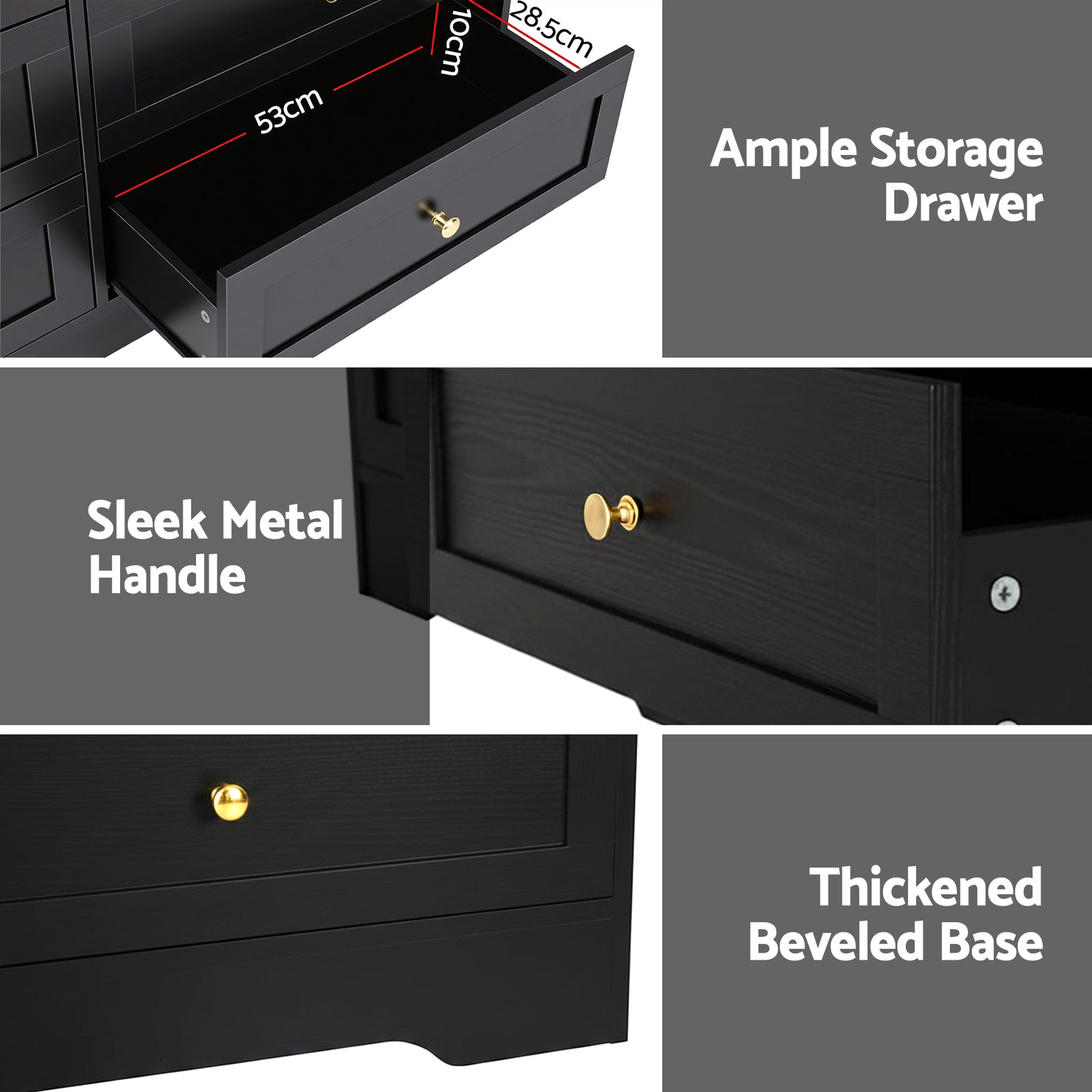 Artiss 6 Chest of Drawers Tallboy Cabinet - LEIF Black