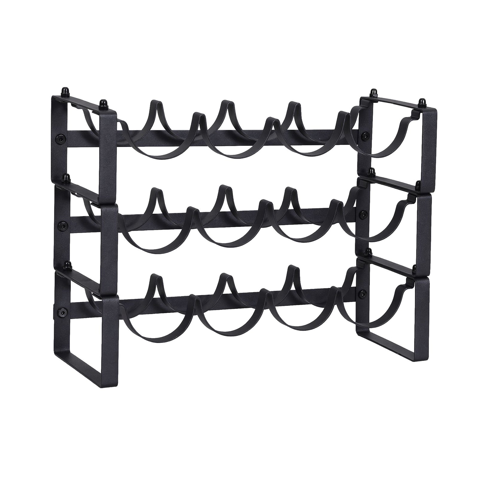 Artiss 3-Tier Wine Rack Metal Freestanding 12 Bottles Modular Countertop Wine Display Shelf Black