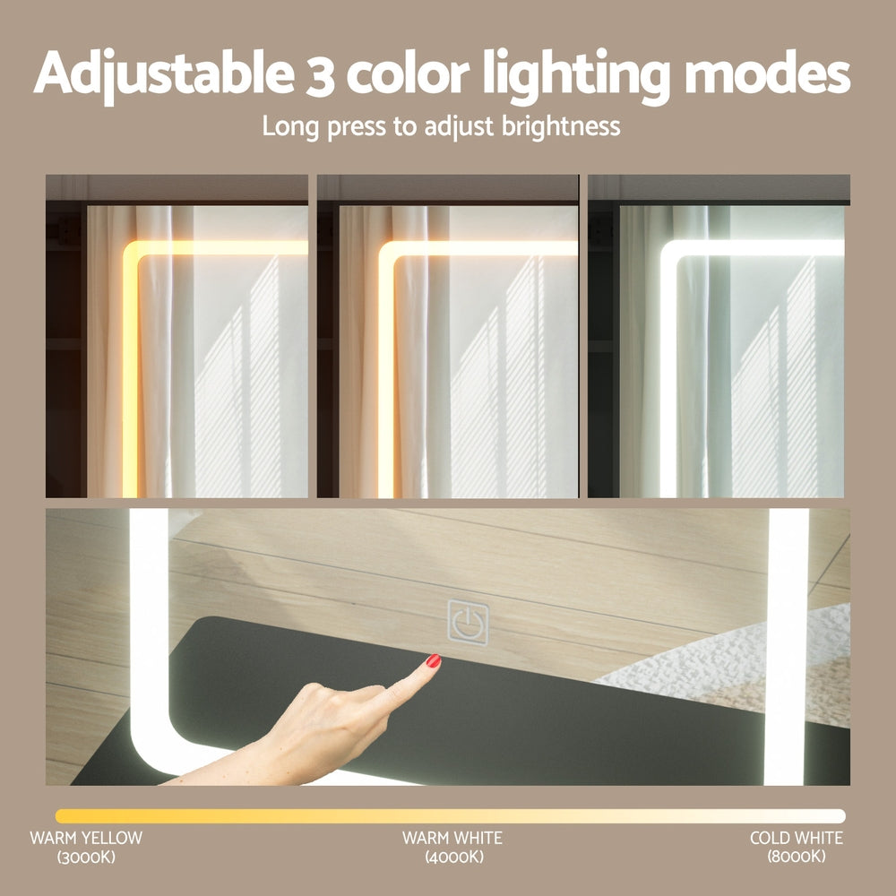 Artiss Dressing Table Vanity Desk Set Stool Led Black