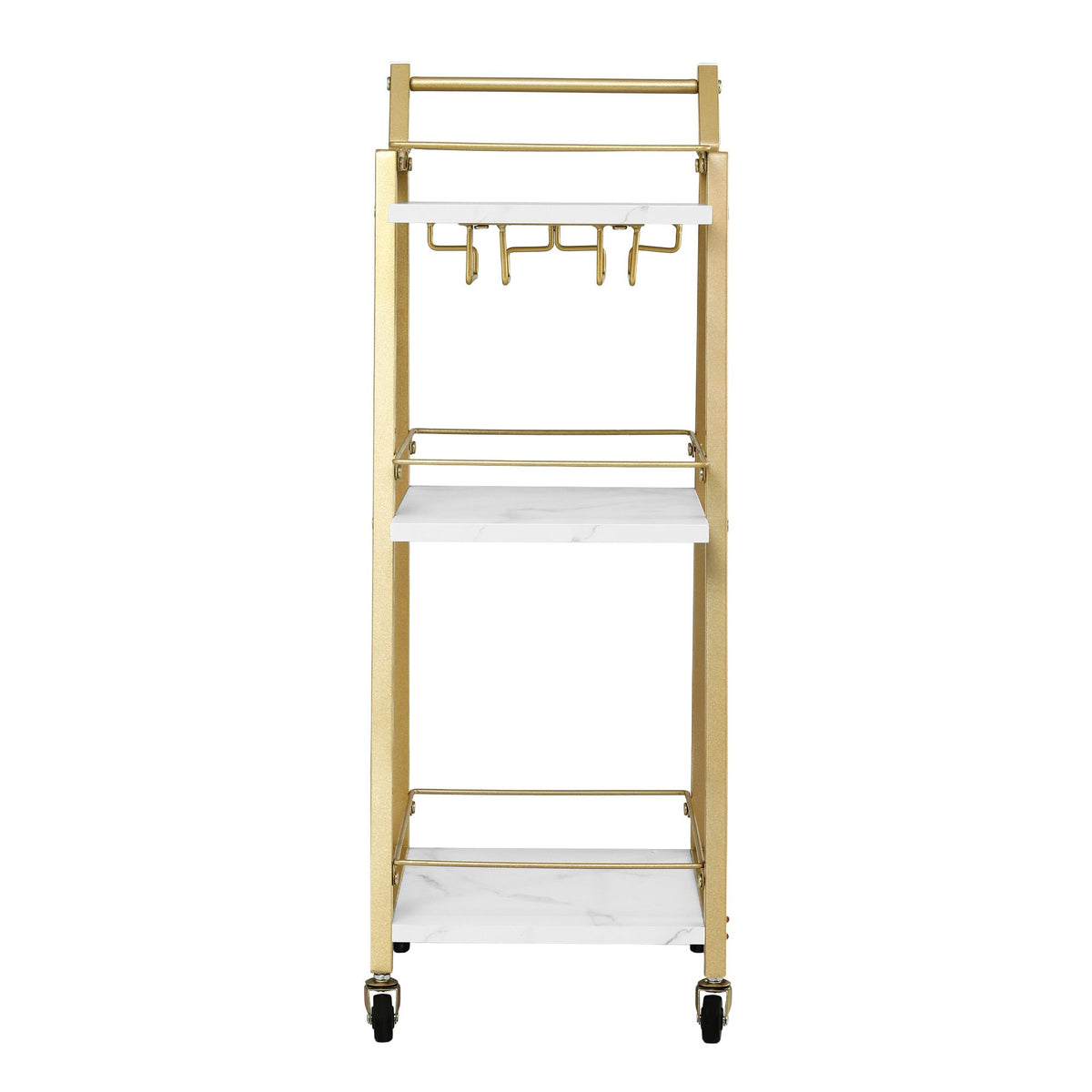 Artiss Bar Cart Trolley Kitchen Island Serving Wine Glass Holder Marble 41cm