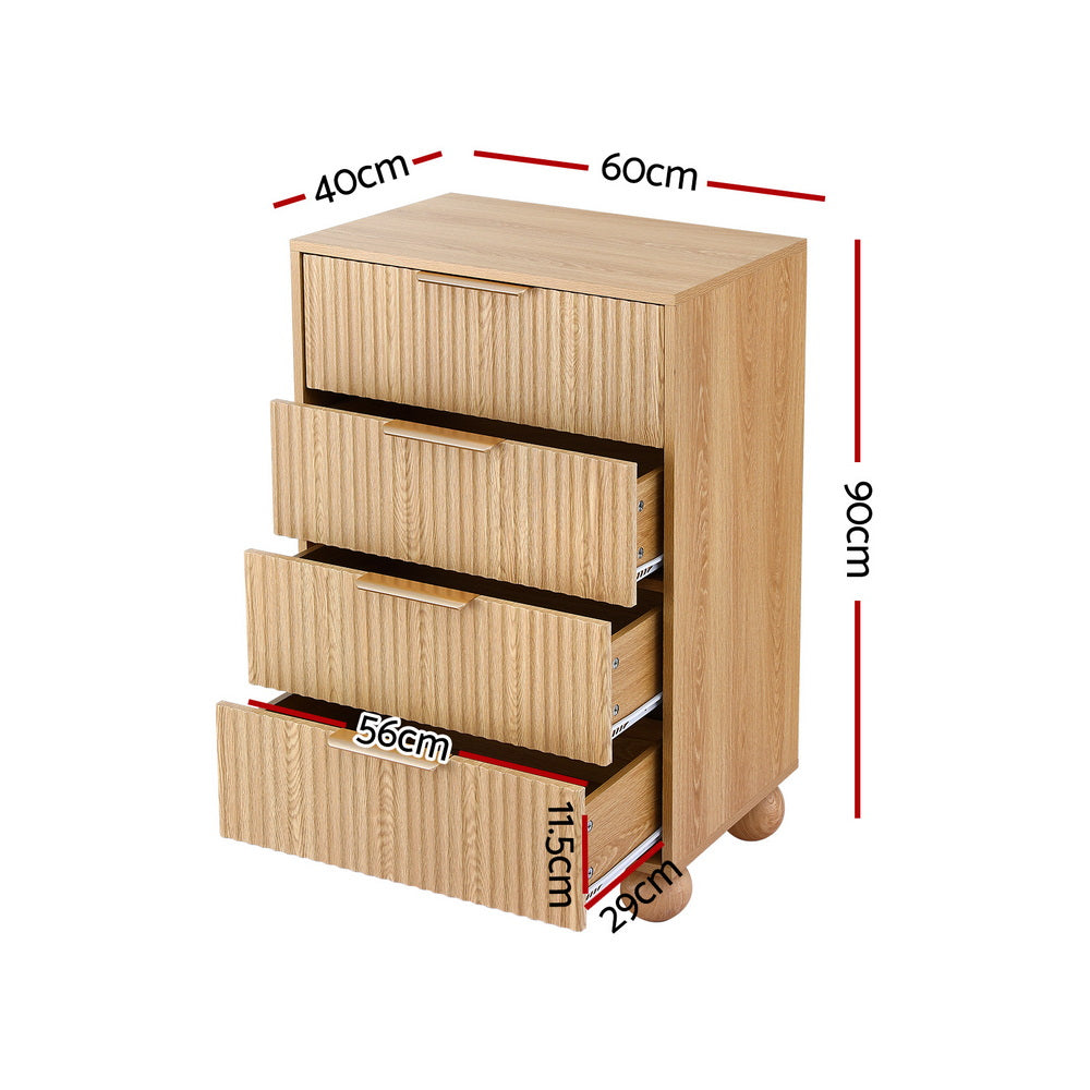 Artiss 4 Chest of Drawers Dresser Tallboy Pine