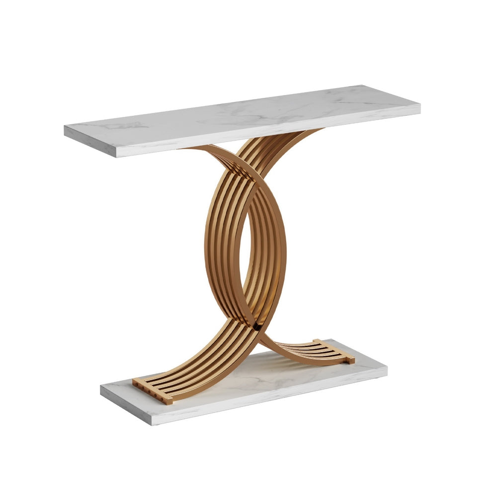 Artiss Console Table Marble Effect White&amp;Gold
