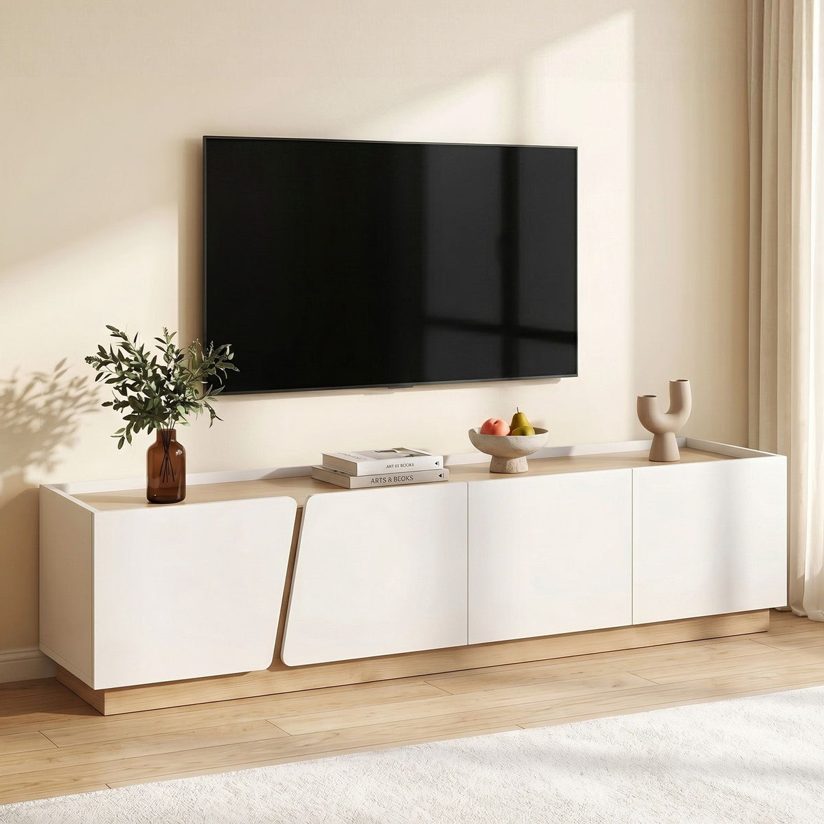 Artiss 180cm TV Unit Storage Cabinet Living Room White &amp; Pine