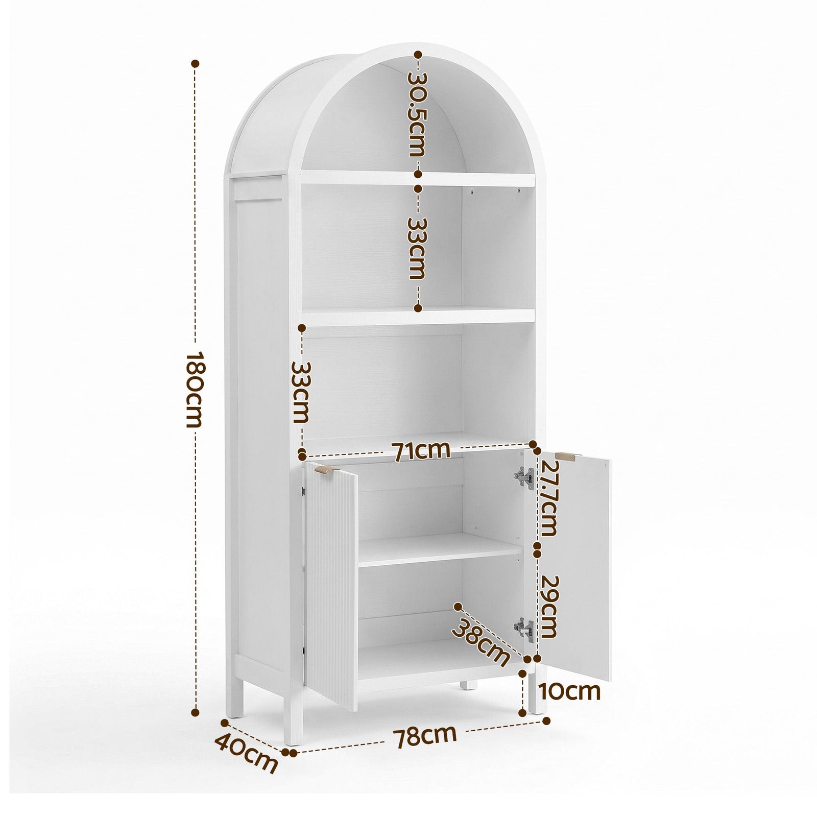 Artiss Buffet Sideboard Cabinet Pantry X2 180CM Arched Storage Bookshelf White
