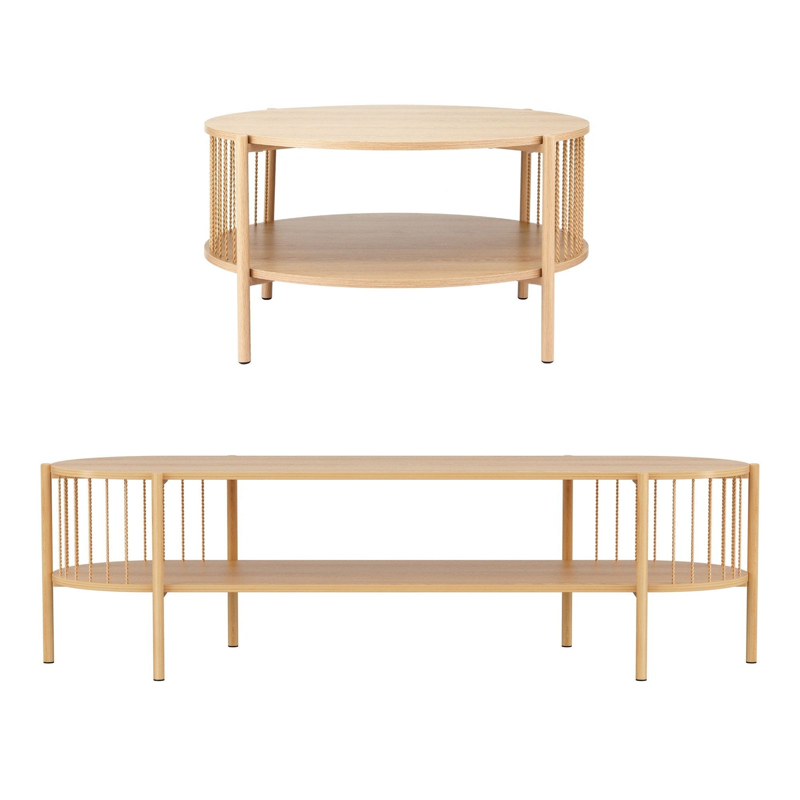 Artiss TV Unit & Coffee Table Set Storage Shelf Pine