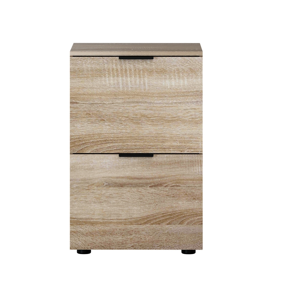 Artiss Filing Cabinet Files Storage Office Shelves File Organiser Oak 2 Drawer