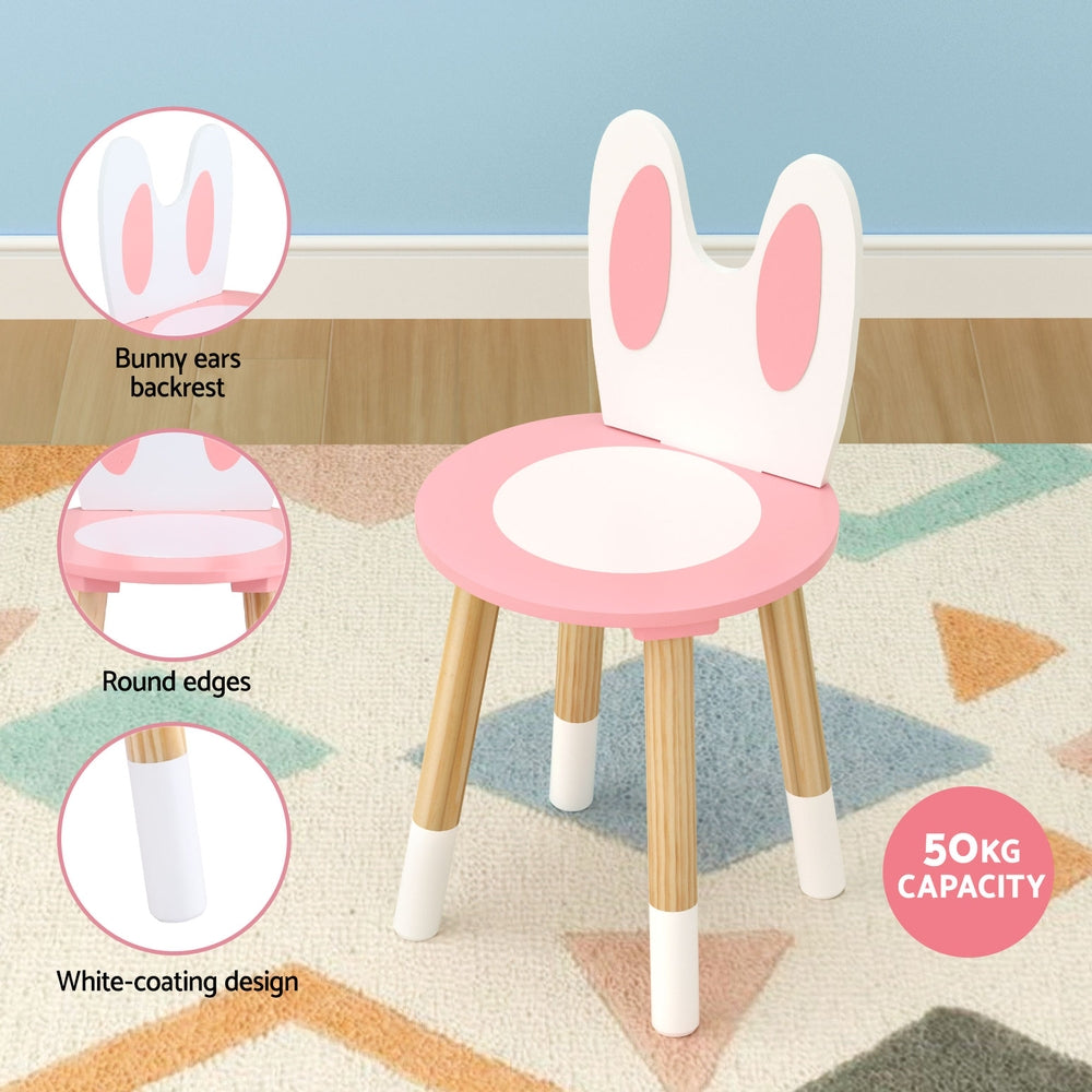 1 Set of Keezi Kids Dressing Table Wooden Bunny Pink