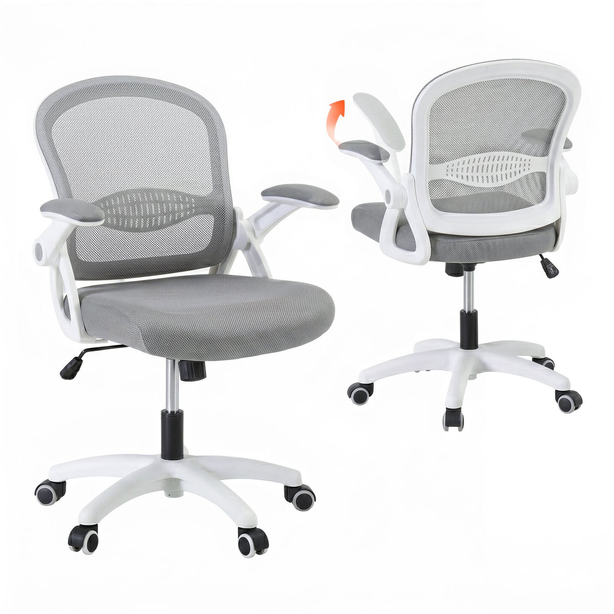 Artiss Computer Desk & Ergonomic Office Chair Set 120cm Home Office Study Desk with 3 Drawers & 3 Shelves, Mesh Computer Chair with Flip-Up Armrests