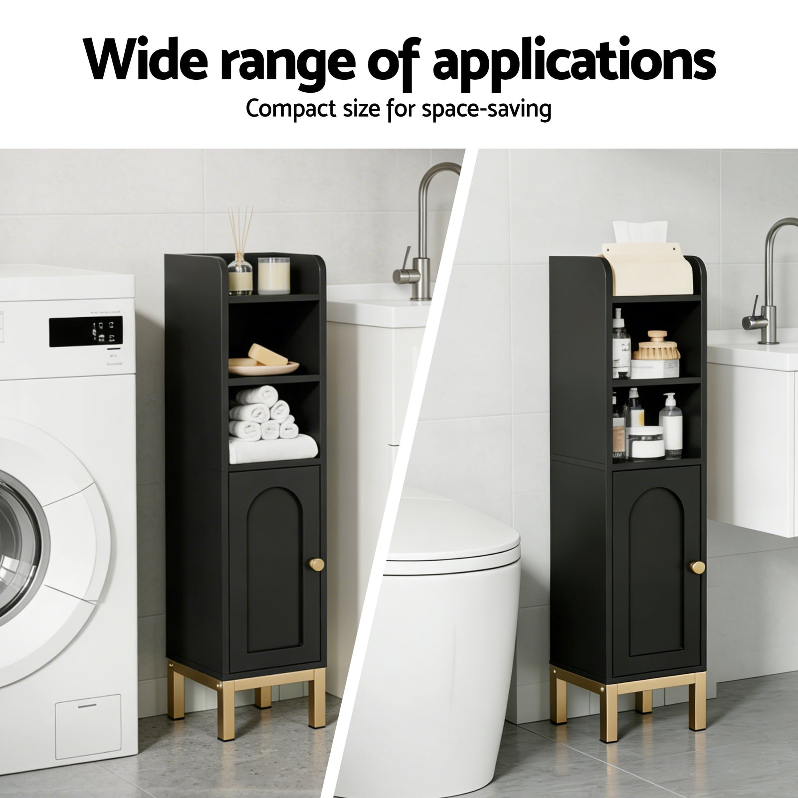 Artiss Bathroom Storage Cabinet Floor Organizer Toilet Corner Adjustable Black