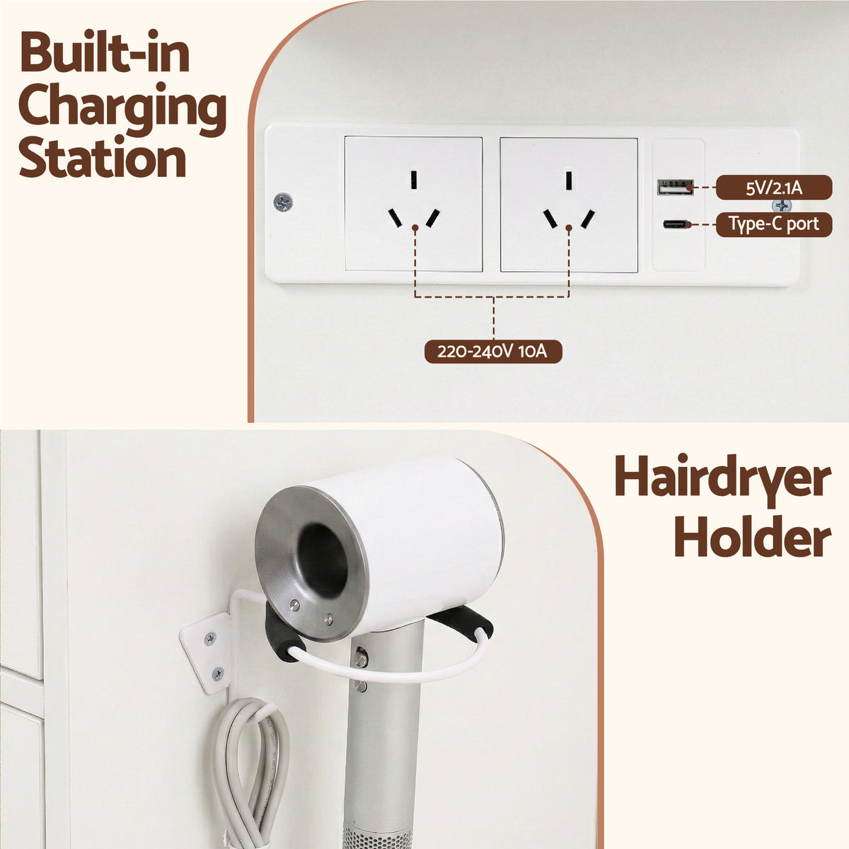 Artiss Dressing Table Vanity Desk Set LED Bulbs RGB Light White