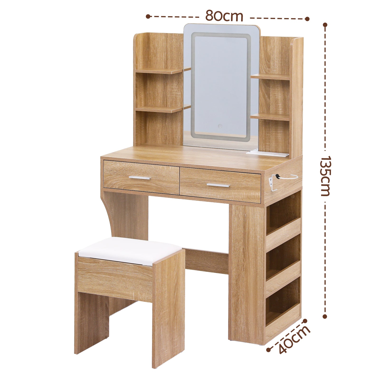 Artiss Dressing Table LED Vanity Desk Set Stool Wood