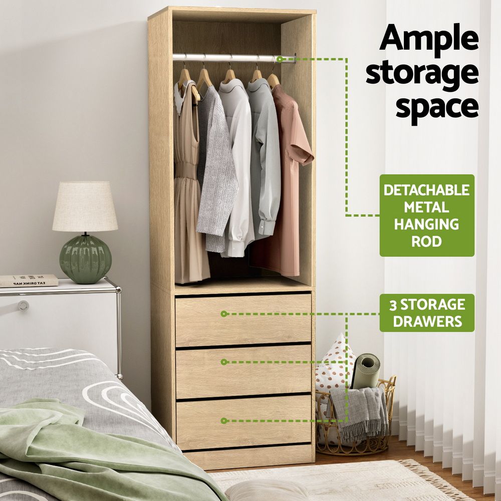 Artiss 2X Wardrobe Clothes Closet Storage Organiser Armoire Pine