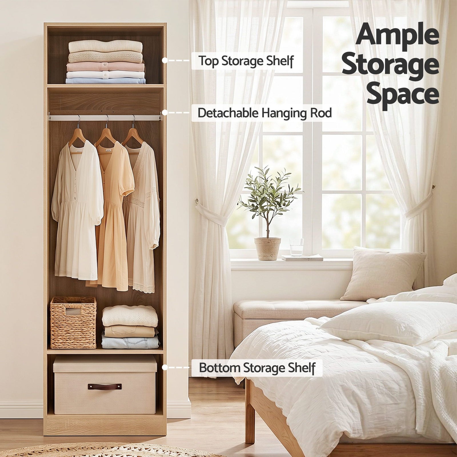 Artiss 2X Wardrobe Clothes Closet Storage Organiser Armoire Pine