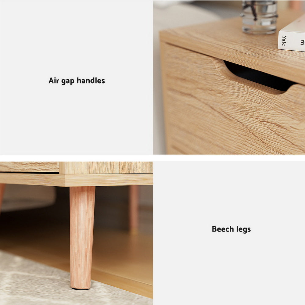 Artiss Bedside Table 2 Drawers Nightstand - BODEN Pine