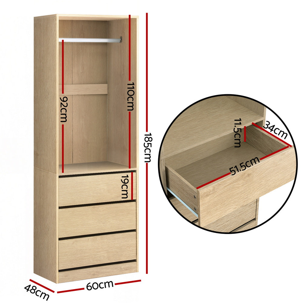 Artiss Wardrobe Clothes Closet Storage Organizer Pine