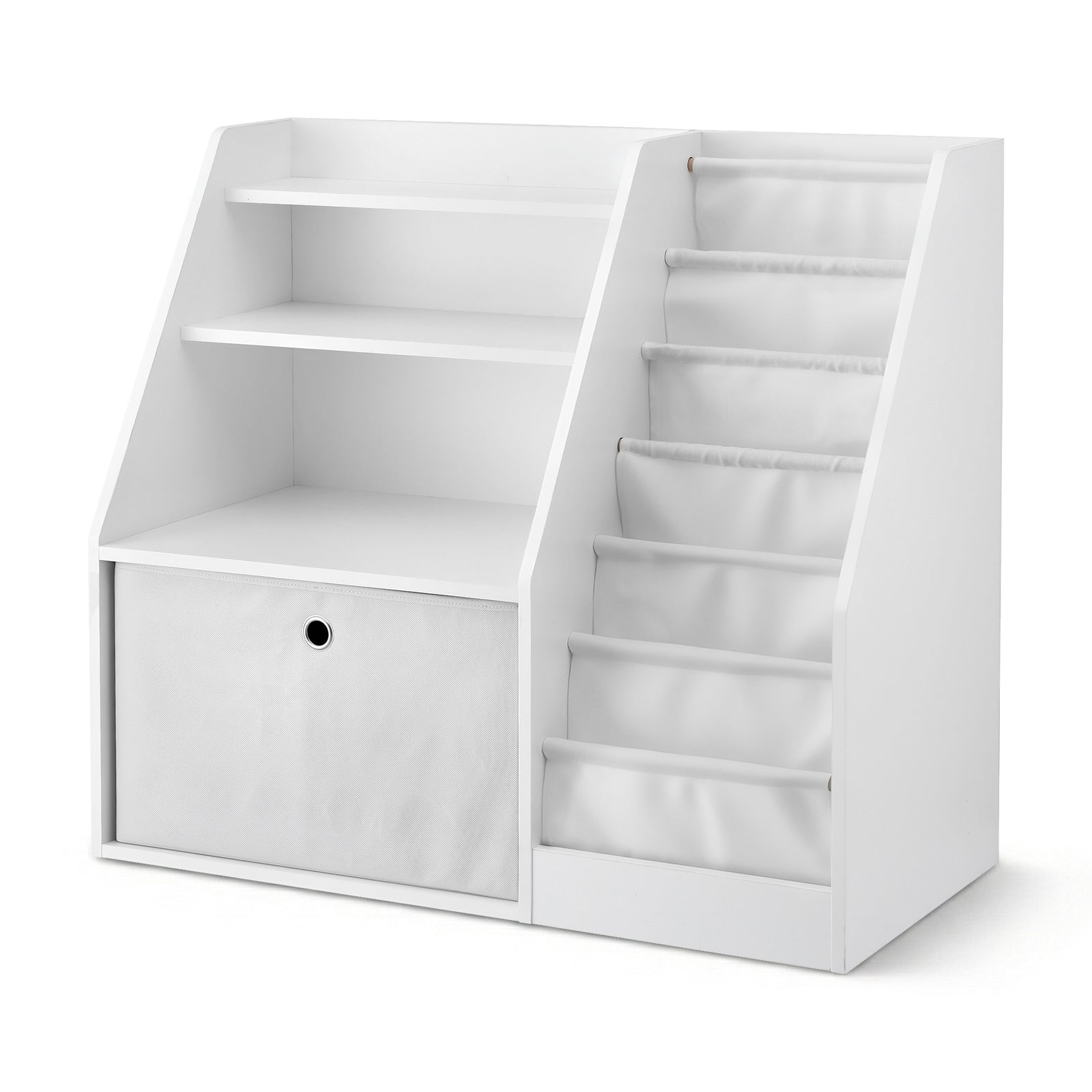 Keezi Kids Bookshelf Children Bookcase Organizer Storage Rack Display Drawer White