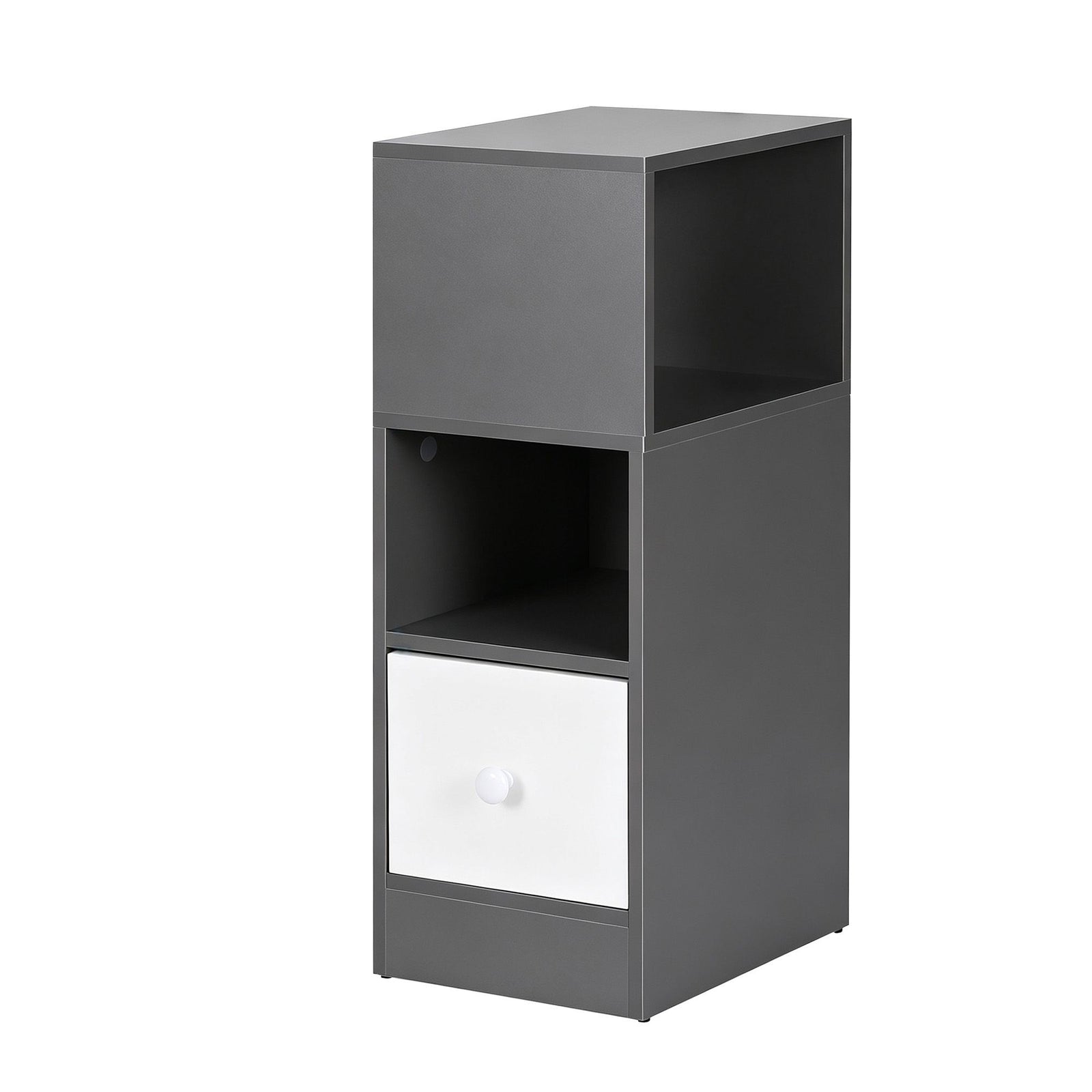 Artiss Narrow Bedside Table Grey Small Side Cabinet 1 Drawer