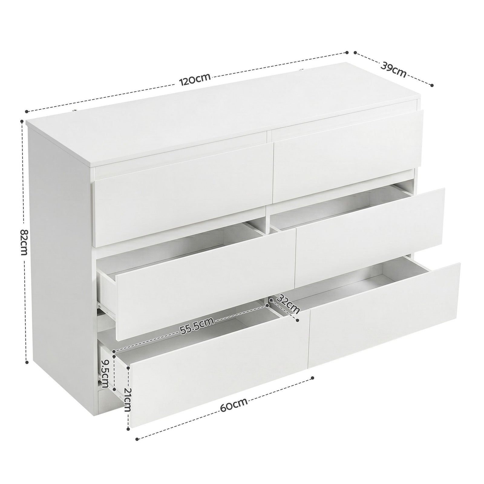 Artiss 6 Chest of Drawers Lowboy White
