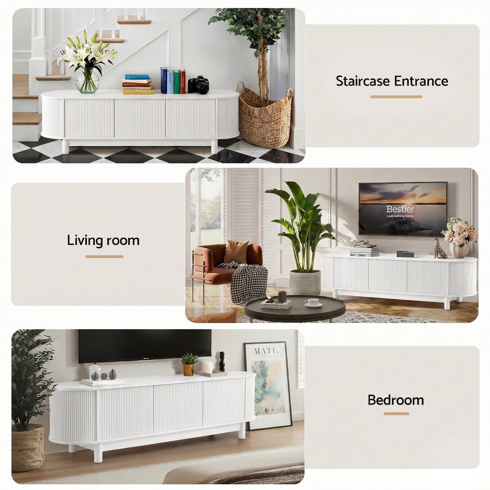 Artiss TV Unit Entertainment Unit Storage Cabinet 160cm White