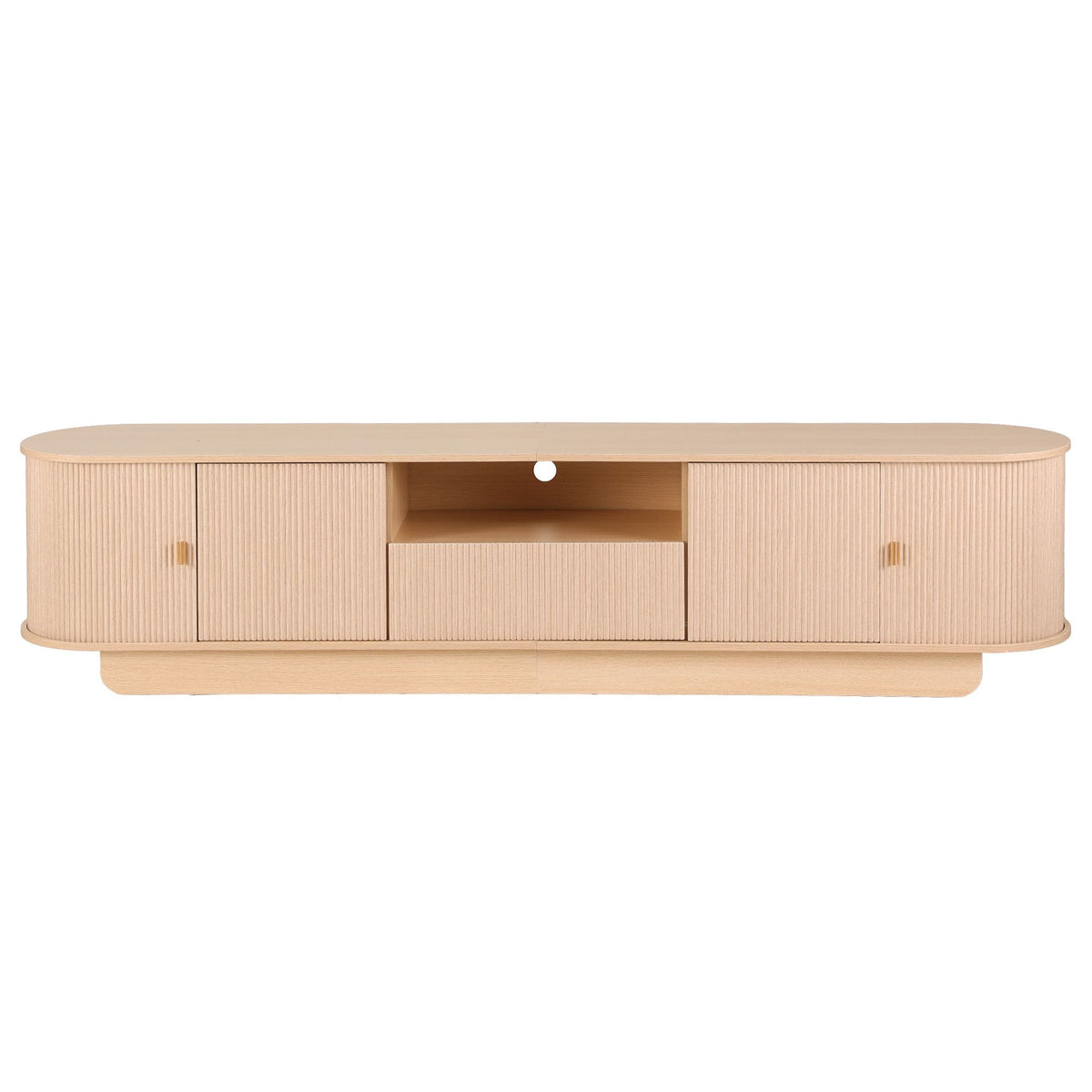 Artiss 220cm TV Unit Rounded Edge Slide Side Cabinet Door Pine