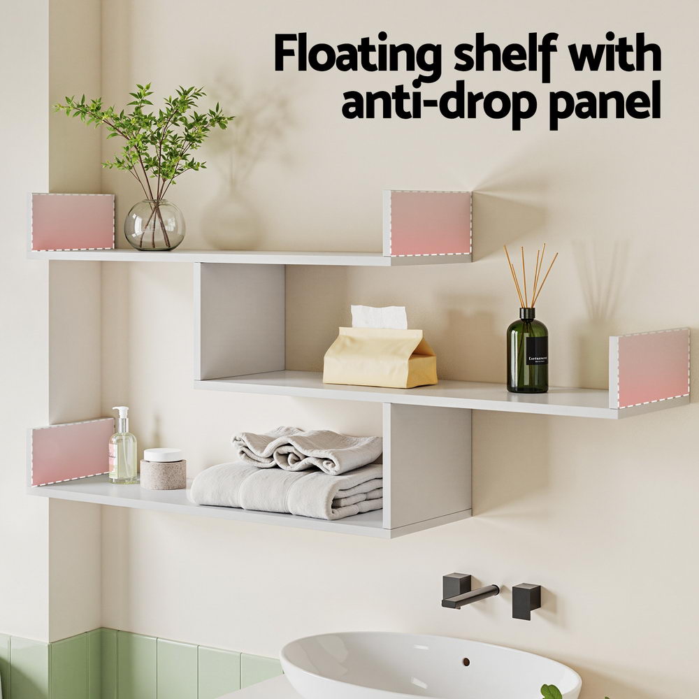 Artiss Floating Wall Shelf 3 Tier White