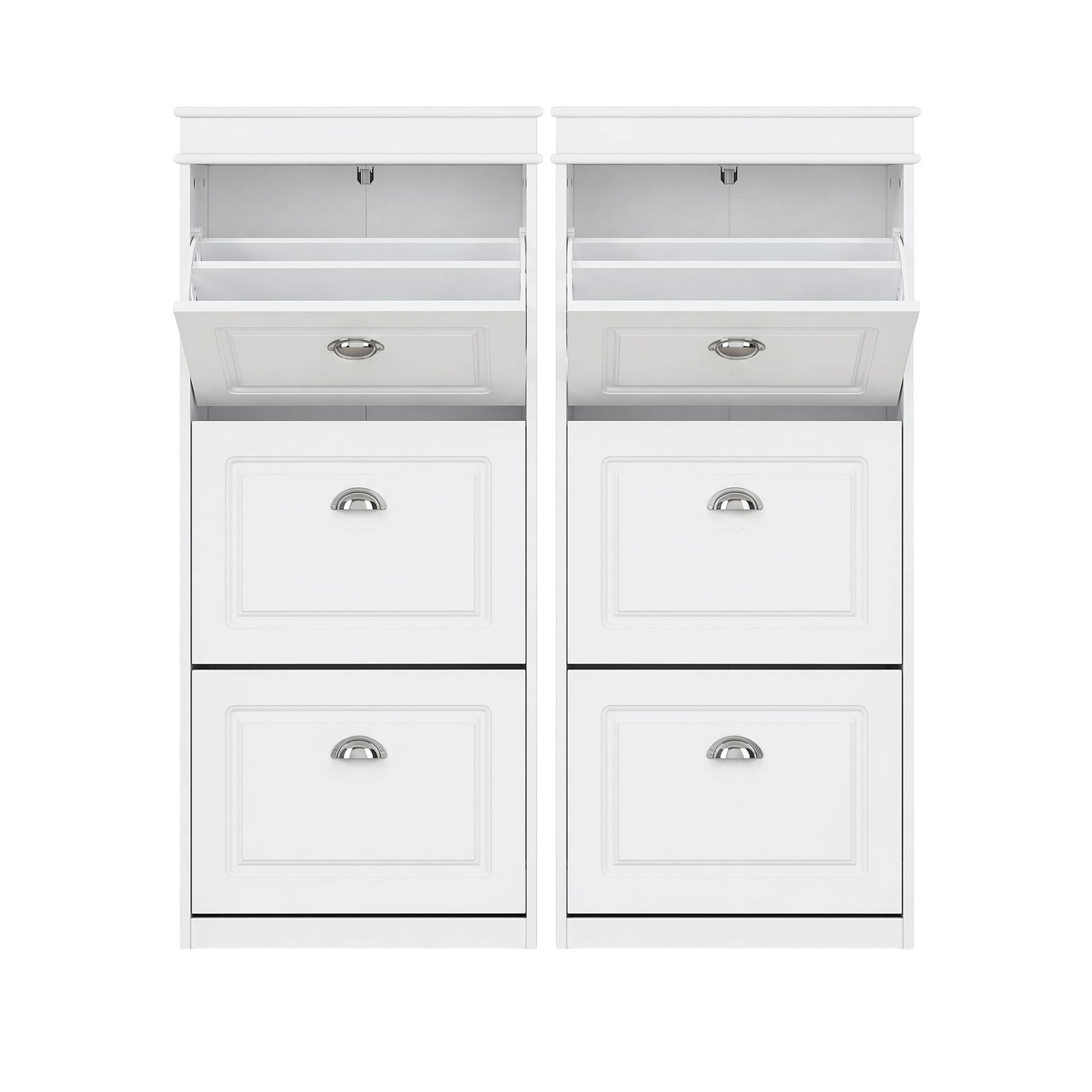 Artiss 2x Shoe Cabinet Storage Organiser 3 Flip Drawer White