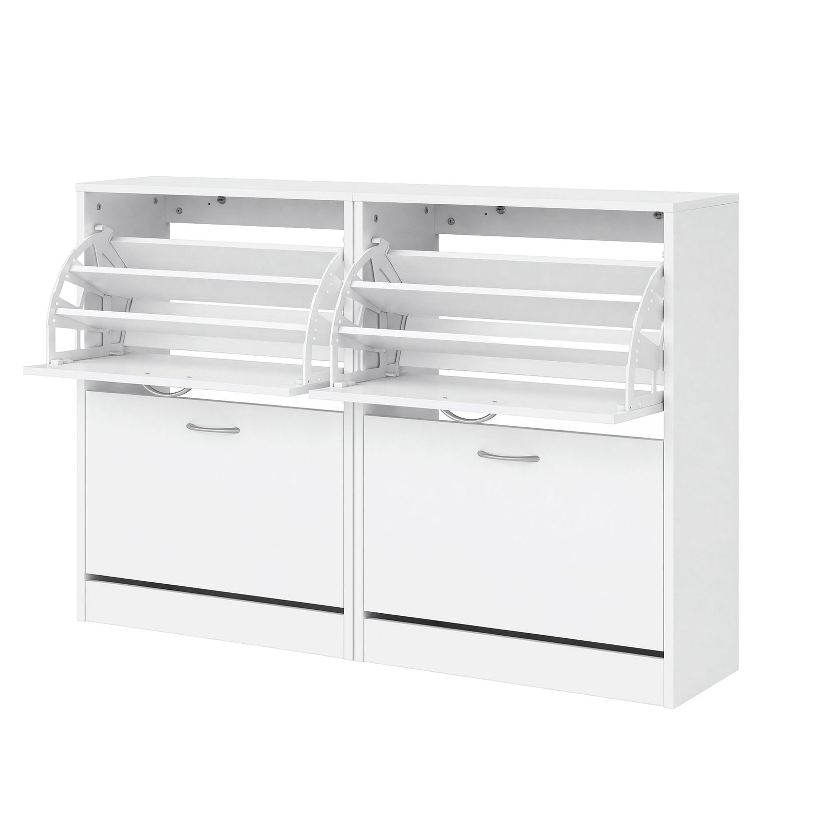 Artiss 2x Shoe Cabinet Storage Organiser 2 Flip Drawer White
